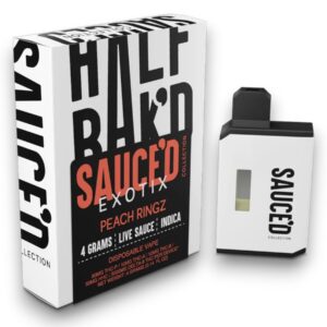 HALF BAK'D SAUCED EXOTIC 4GM THC-P DISPOSABLE 5CT -PEACH RINGZ