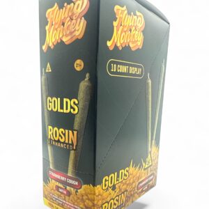 FLYING MONKEY GOLDS ROSIN ENHANCED DIAMOND INFUSED 1.65GM THC-P PREROLL 2/10CT -STRAWBERRY COUGH SATIVA