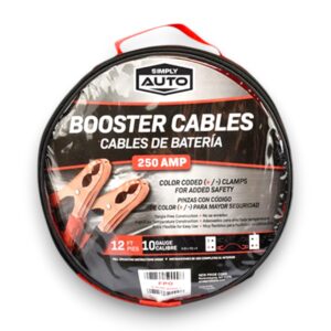 SIMPLY AUTO BOOSTER JUMPER CABLE 12FT 250AMP 10 GAUGE