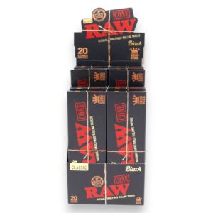 RAW BLK ORGANIC CONE KING SIZE 20PK/12CT