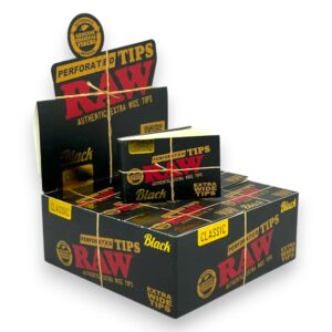 RAW BLK PERFORATED XTRA LONG TIPS  36CT