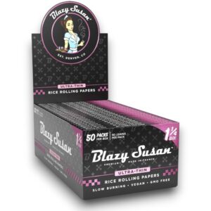 BLAZY SUSAN ULTRA THIN 1 1/4 PINK RICE ROLLING PAPER 50PK