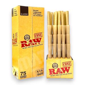 RAW CLASSIC CONE 1 1/4 75CT BOX
