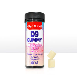 RED DEVIL D9+CBD GUMMIES 50MG BOTTLE 30CT- WATERMELON WAVE INDICA