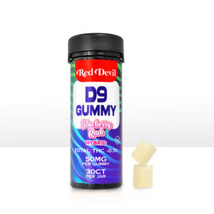 RED DEVIL D9+CBD GUMMIES 50MG BOTTLE 30CT- BLUEBERRY RUSH HYBRID