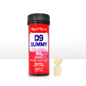 RED DEVIL D9+CBD GUMMIES 50MG BOTTLE 30CT- STRAWBERRY OG SATIVA