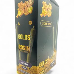 FLYING MONKEY GOLDS ROSIN ENHANCED DIAMOND INFUSED 1.65GM THC-P PREROLL 2/10CT -BLUEBERRY INDICA