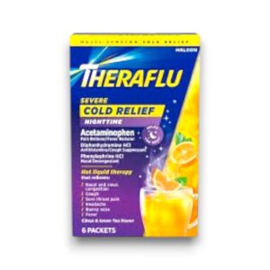 THERAFLU GREEN NIGHT TIME SVR COLD & COUGH HNY LMN 6CT
