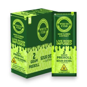 WHITEFISH LIVE ROSIN INFUSED 2GM PRE ROLLS 25CT -SOUR DIESEL SATIVA
