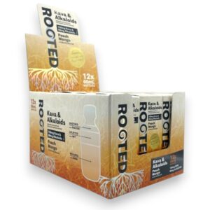 ROOTED KAVA & ALKALOIDS 150MG SHOTS 12CT -PEACH MANGO