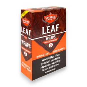 SWISHER LEAF WRAPS 3/$2.79 PEACH BRANDY 10CT
