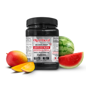 RED DEVIL SINGLE PACK 300 MG D9 BLEND GUMMY 25CT JAR - WATERMELON MANGO INDICA