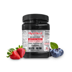 RED DEVIL SINGLE PACK 300 MG D9 BLEND GUMMY 25CT JAR - STRAWBERRY KUSH/BLUEBERRY AK HYBRID