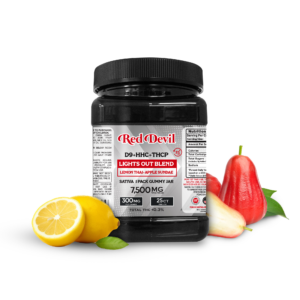 RED DEVIL SINGLE PACK 300 MG D9 BLEND GUMMY 25CT JAR - LEMON THAI/APPLE SUNDAE SATIVA