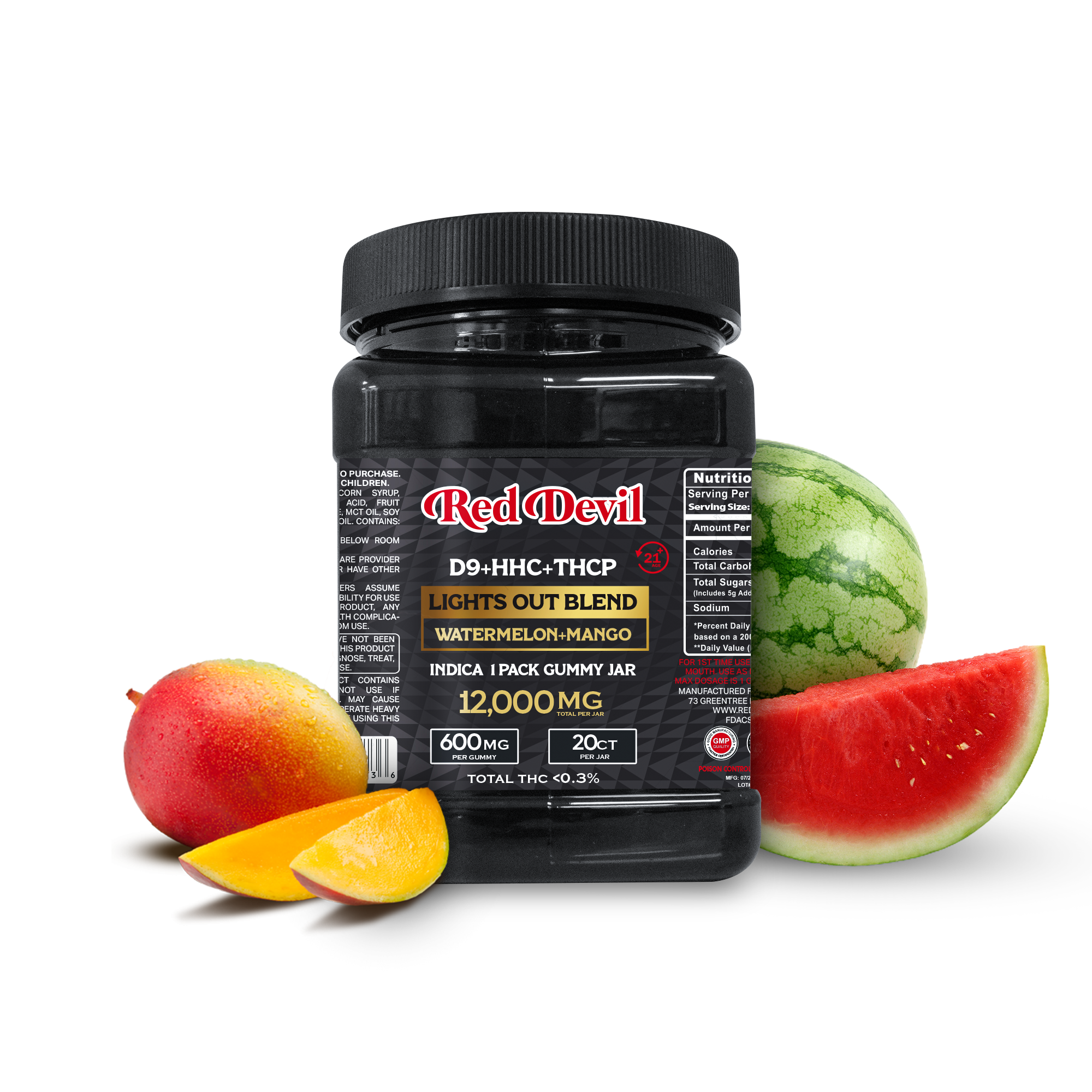RED DEVIL D9 SINGLE PACK 600MG BLEND DUAL GUMMY 20CT JAR - Image 4