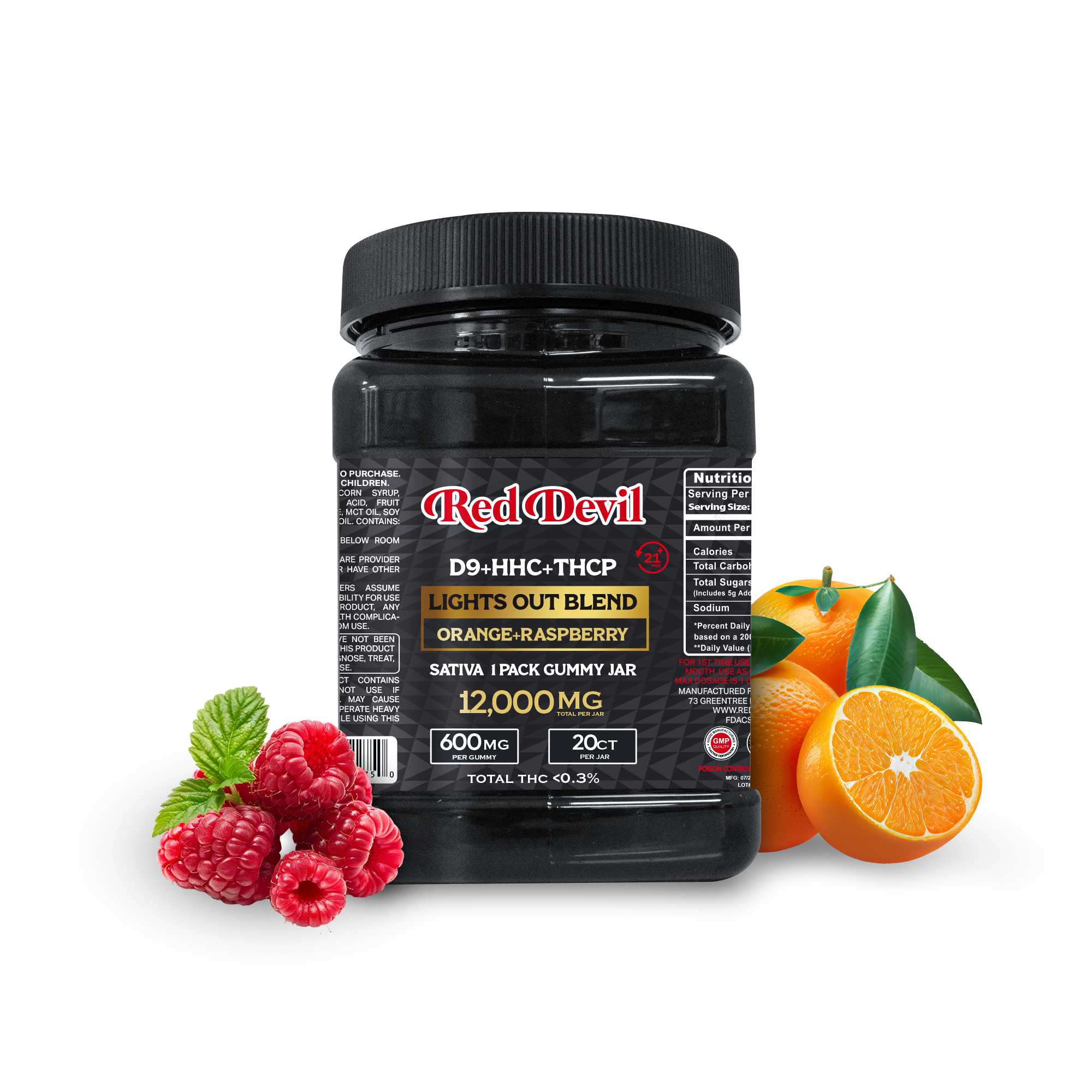 RED DEVIL D9 SINGLE PACK 600MG BLEND DUAL GUMMY 20CT JAR - Image 6