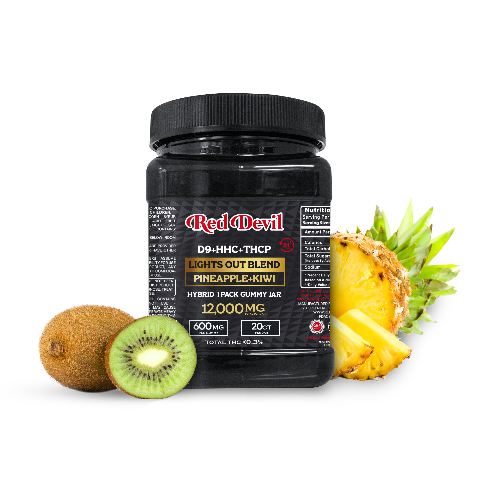 RED DEVIL D9 SINGLE PACK 600MG BLEND DUAL GUMMY 20CT JAR - Image 5
