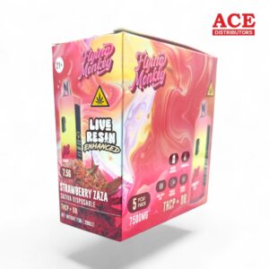 FLYING MONKEY LIVE RESIN ENHANCED 7.5GM THCP DISPOSABLE 5CT - STRAWBERRY ZAZA SATIVA