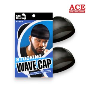 MR. DURAG STOCKING WAVE CAP BLACK 12CT