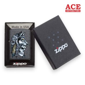 ZIPPO $31.95 EACH WOLF SKULL FEATHER DESIGN