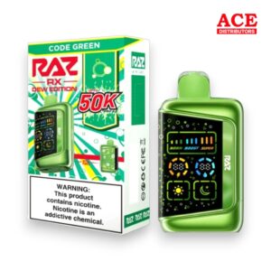 RAZ RX DEW ED. 50000 PUFFS DISPOSABLE 5CT BOX -CODE GREEN