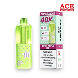 WHATABAR 40K PUFF DISPOSABLE 5CT - SOUR APPLE ICE