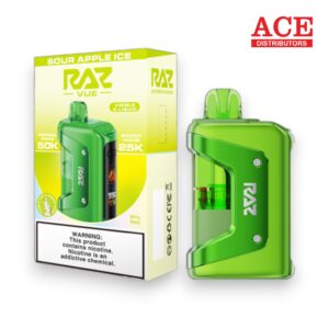 RAZ VUE 50000 PUFFS DISPOSABLE KIT 5CT BOX -SOUR APPLE ICE