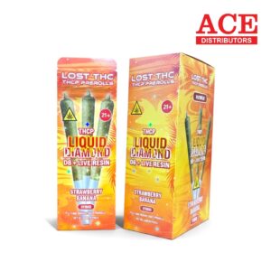 LOST THCP 1.65G LIQUID DIAMOND PRE ROLLS D8+L/R STRAWBERRY BANANA HYBRID - 3PK 10CT