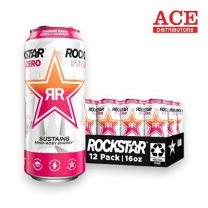 ROCKSTAR ENERGY PURE ZERO TANGERINE MANGO GUAVA STRAWBERRY 16OZ 12CT