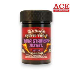 RED DRAGON 7GM THC-P  FLOWER -SOUR STRAWBERRY DIESEL SATIVA