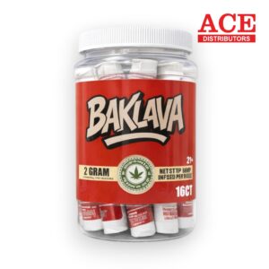 HEMP MASTER GLASS TIP PREROLL 2G 16CTJAR - BAKLAVA