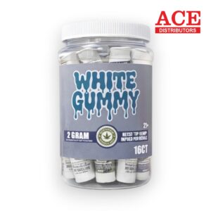 HEMP MASTER GLASS TIP PREROLL 2G 16CTJAR - WHITE GUMMY