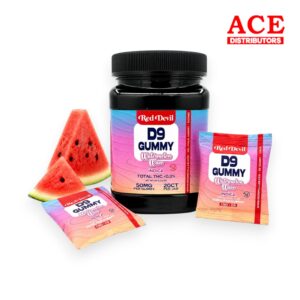 RED DEVIL D9+CBD GUMMY SINGLE PACK 50MG EACH 20CT WATERMELON WAVE INDICA