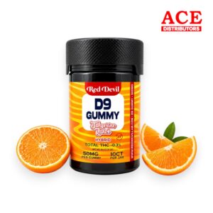 RED DEVIL D9+CBD GUMMIES 50MG BOTTLE 10CT- TANGERINE RUNTZ HYBRID