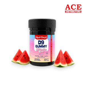 RED DEVIL D9+CBD GUMMIES 50MG BOTTLE 10CT- WATERMELON WAVE INDICA