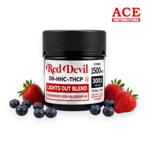 RED DEVIL 300 MG D9 BLEND GUMMY 5CT JAR - STRAWBERRY KUSH BLUEBERRY AK HYBRID