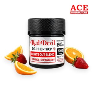 RED DEVIL 300 MG D9 BLEND GUMMY 5CT JAR - ORANGE STRAWBERRY SATIVA