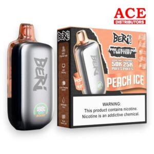 BERI CLIQ 50000PUFF DISPOSABLE KIT 5CT BOX - PEACH ICE