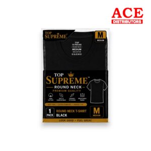 TOP SUPREME ROUND NECK BLACK MEDIUM 6PK