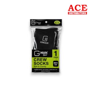 GMAN SOCKS BLACK CREW GMAN 12ct pk