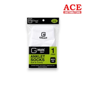 GMAN SOCKS WHITE ANKLET GMAN 12ct pk