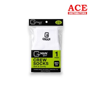 GMAN SOCKS WHITE CREW GMAN 12ct pk
