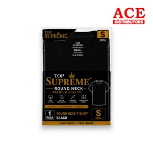 TOP SUPREME ROUND NECK BLACK SMALL 6PK