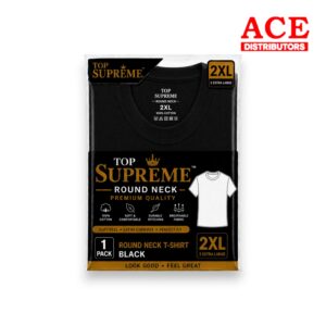 TOP SUPREME ROUND NECK BLACK 2XL 6PK