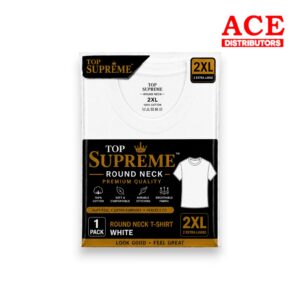 TOP SUPREME ROUND NECK WHITE 2XL 6PK