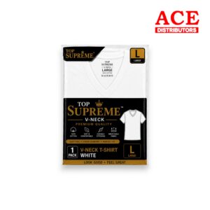 TOP SUPREME V-NECK WHITE LARGE 6PK