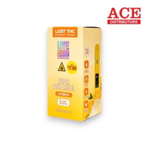 LOST THC $17.99 V4 3GM LIVE RESIN THC DISPOSABLE 5CT -SUPER SOUR DIESEL