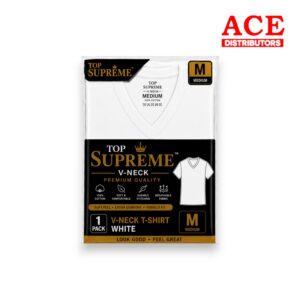 TOP SUPREME V-NECK WHITE MEDIUM 6PK