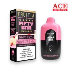 FIFTY BAR X FRUITIA 20000 PUFFS DISPOSABLE 5CT -STRAWBERRY SHORT CAKE