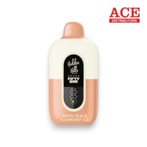 FIFTY BAR X HIDDEN HILLS 20000 PUFFS DISPOSABLE 5CT -WHITE PEACH RASPBERRY ICE